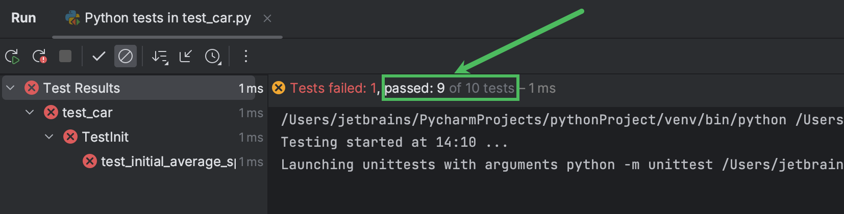 PyCharm Test Runner - Placeholder for screenshot