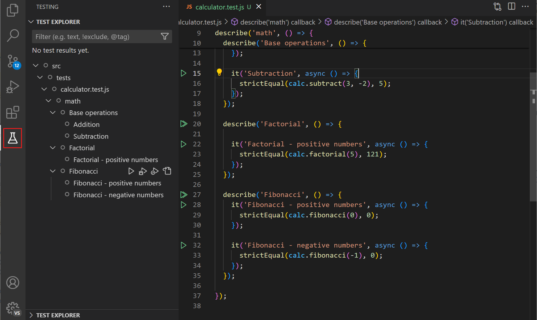 VS Code Test Explorer - Placeholder for screenshot